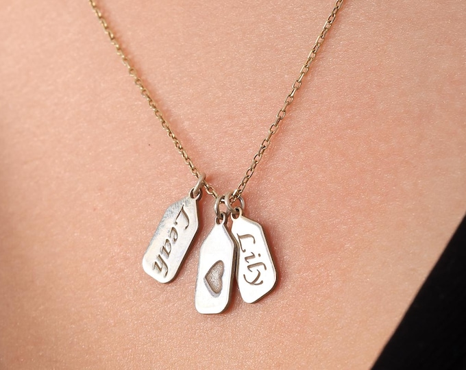 Personalised Family Name Tag Necklace – Custom Mum & Kids Jewellery in 925 Sterling Silver