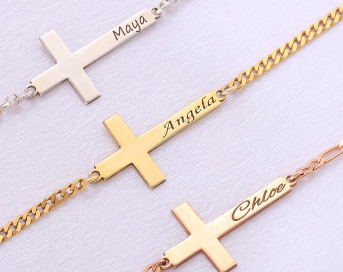 Orthodox Cross Bracelet – 925 Sterling Silver Personalized Faith Jewelry Gift for Him or Her