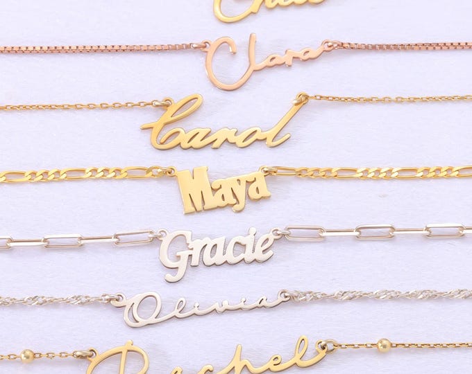 Personalised Name Necklace – Custom Silver Jewellery with Multiple Chain Styles