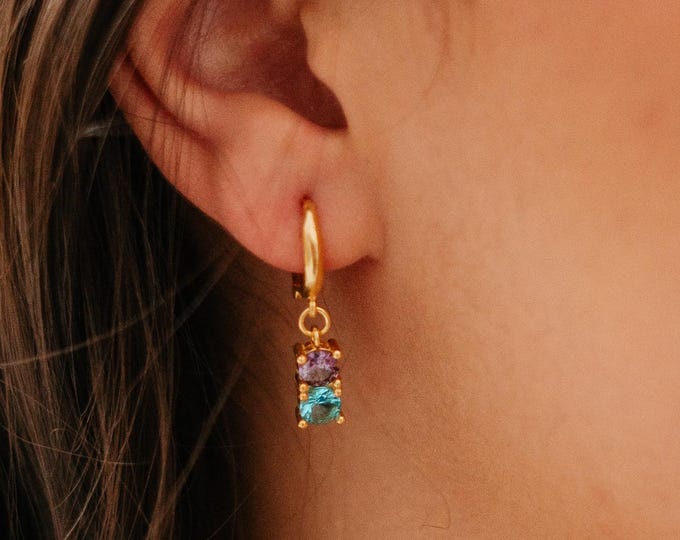 Family Birthstone Earrings – Elegant Silver Jewellery Gift for Mum or Her