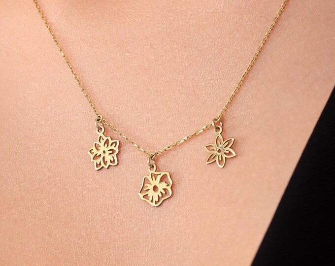 Custom Mom Necklace with Birth Flowers – 925 Sterling Silver Family Jewelry Gift