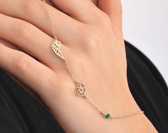 Sideways Angel Wing Necklace – Birth Flower & Birthstone Custom Charm Jewelry