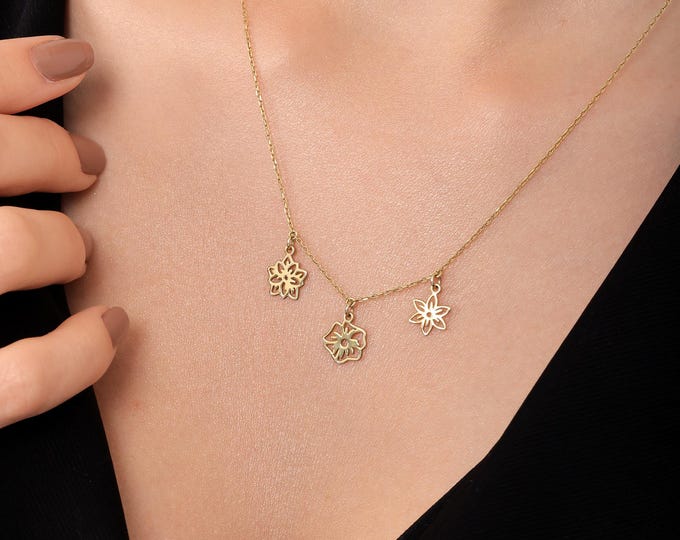 Birth Month Flower Necklace – 925 Sterling Silver Family Necklace