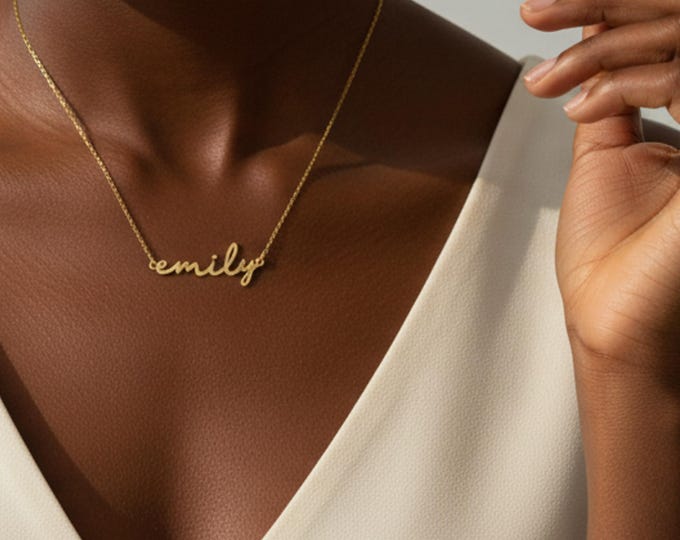Custom Name Necklace – Dainty Cursive Font Silver Jewelry Gift for Her