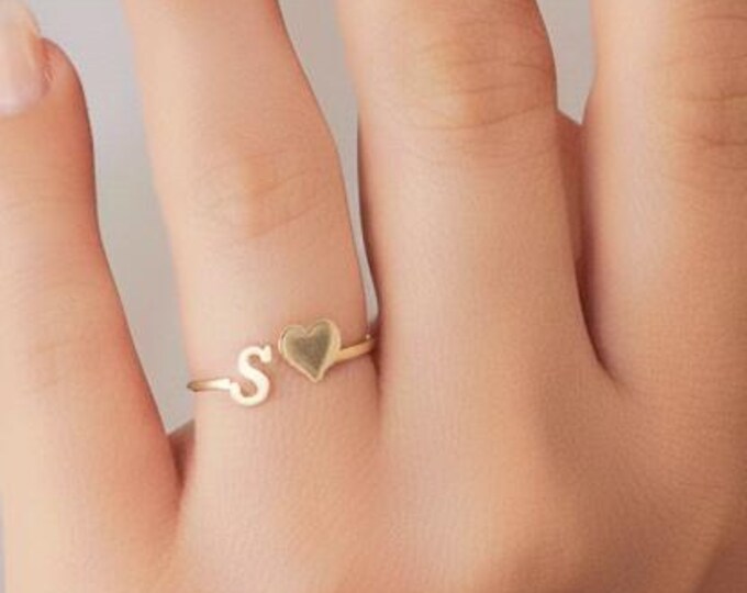 Initial Heart Ring – Personalised 925 Sterling Silver Jewellery Gift for Her