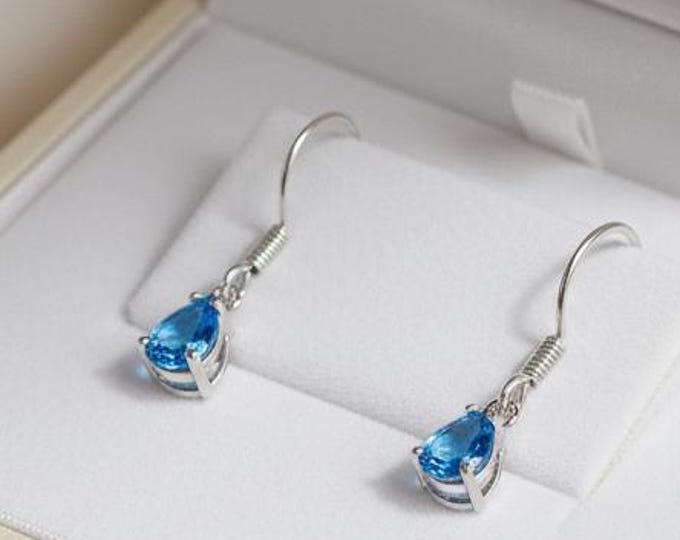 Elegant Teardrop Birthstone Earrings – Dangle Silver Jewelry with Colorful Gemstones