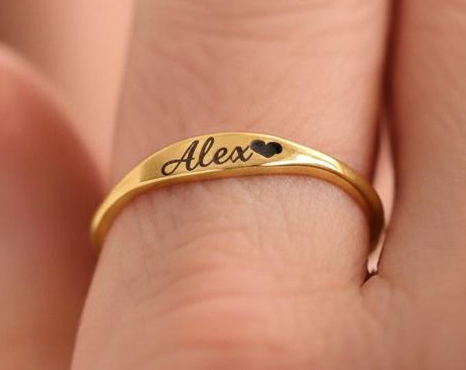 Custom Name Ring: Sterling Silver Engraved Personalized Jewelry