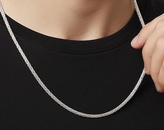 Zware sterlingzilveren tarweketting van 2,4 mm - kerstcadeau Italiaanse Spiga voor mannen