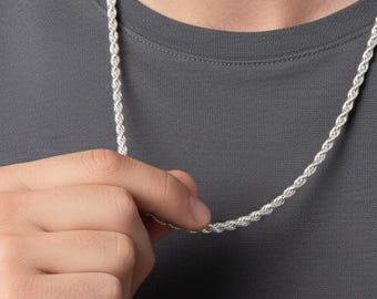Collana Cordolo In Argento Sterling 925 Solido - 3MM, 5mm, 11mm, Regalo Perfetto Per Uomo