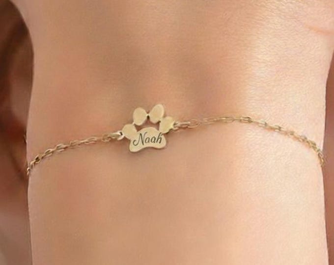 Custom Paw Print Bracelet – Personalized Pet Name Jewelry in 925 Sterling Silver