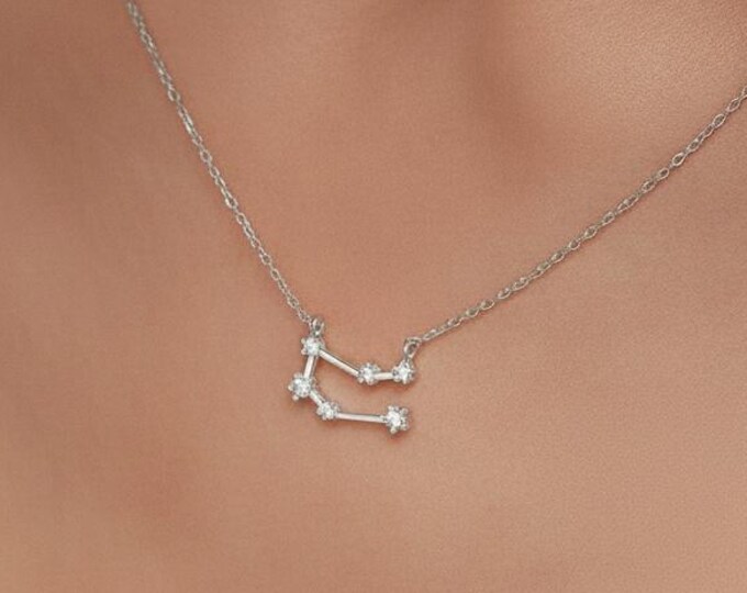Zodiac Birthstone Necklace – Constellation Astrology Jewelry with Real Zodiac Gemstones