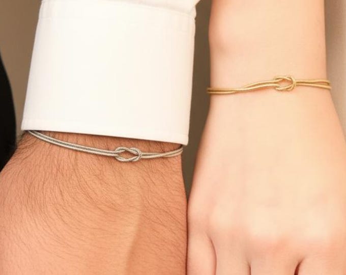 Love Knot Bracelet – 925 Sterling Silver Adjustable Couples Bracelet Gift for Him and Her
