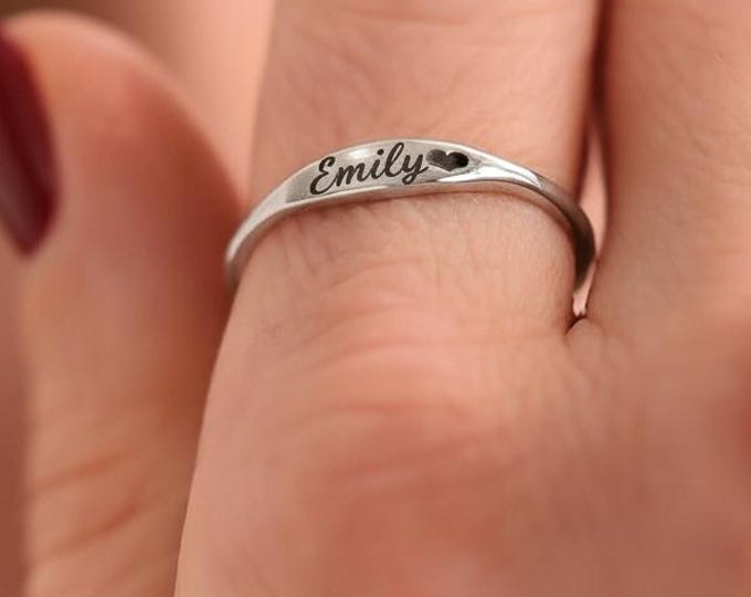 Custom Initial Sterling Silver Ring, Infinity Symbol, Couple Jewelry