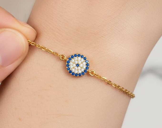 Evil Eye Bracelet – Dainty 925 Sterling Silver Protection Jewelry Gift for Her
