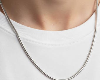 Men's 3mm Sterling Silver Snake Chain Necklace – Italian Tondo Heavy Chain