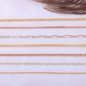 Dainty Chain Necklace for Women – Box, Paperclip, Figaro in Gold, Silver, Rose Gold