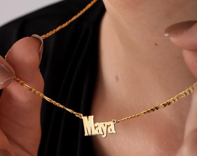 Personalized Name Necklace | 925 Sterling Silver & 14K Gold Plated Custom Nameplate Jewelry | Adjustable Chain, 13 Fonts, Gift for Her, Mom