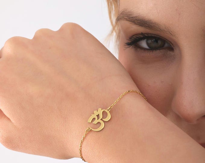 Yoga Bracelet 925 Sterling Silver • Breathe Charm • Gold, Rose Gold, Silver • Adjustable Minimalist Spiritual Jewelry Handmade Gift for Her