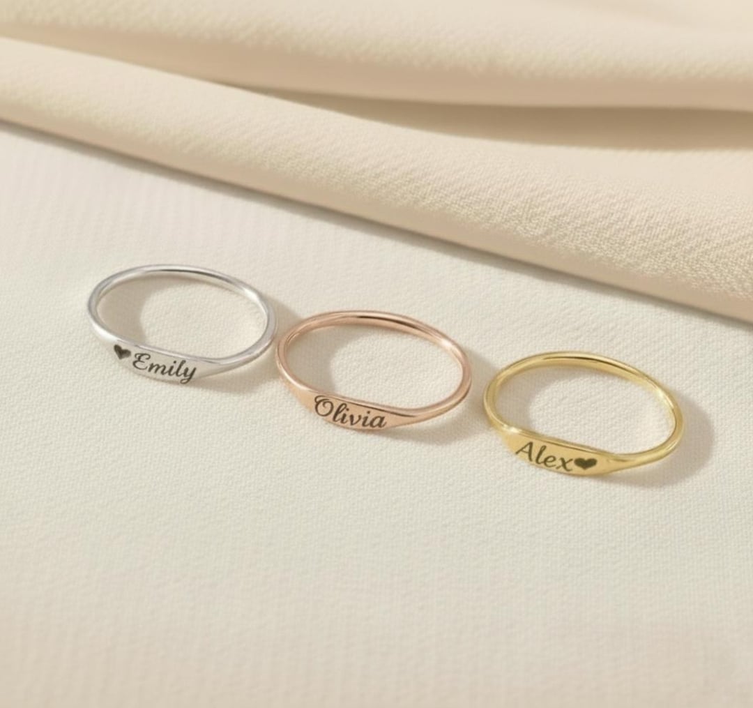 Custom Name Ring: Sterling Silver Engraved Personalized Jewelry ...