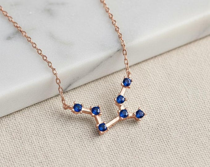 Zodiac Birthstone Constellation Necklace – Celestial Jewellery Gift for Astrology Lovers