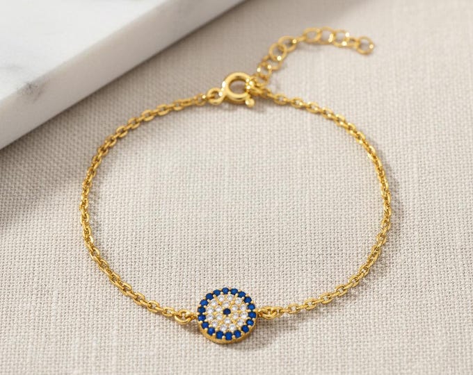 Evil Eye Bracelet – Dainty Silver Jewellery Gift of Protection & Positivity