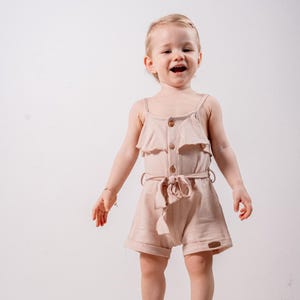 Soft Cotton Baby Girl Romper – Summer Ruffle Jumpsuit with Belt – Toddler Outfit for 6M-3Y | Lightweight & Breathable Baby Clothing