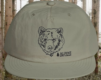 Unisex Bear Snapback Hat Unstructured Nylon Outdoor Cap for Nature & Wildlife Lovers