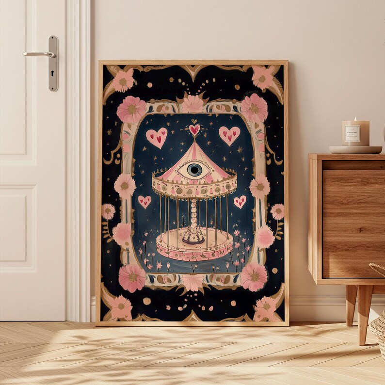 Surreal Eye Carnival Art Print: Gothic Tarot Wall Art, Occult Aesthetic, Mystical Decor image 4