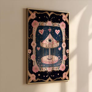 Surreal Eye Carnival Art Print: Gothic Tarot Wall Art, Occult Aesthetic, Mystical Decor image 3
