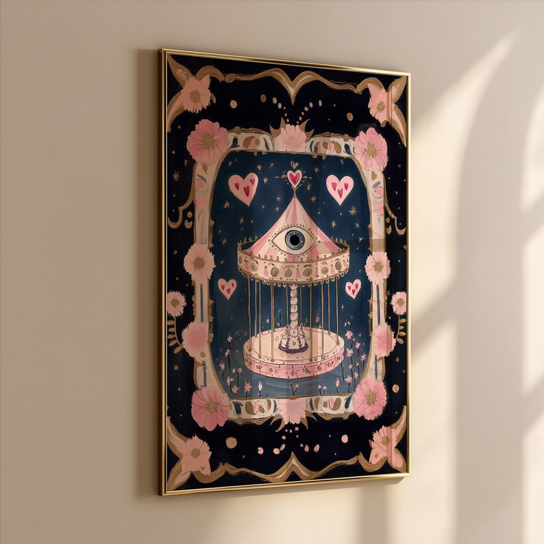 Surreal Eye Carnival Art Print: Gothic Tarot Wall Art, Occult Aesthetic, Mystical Decor image 3