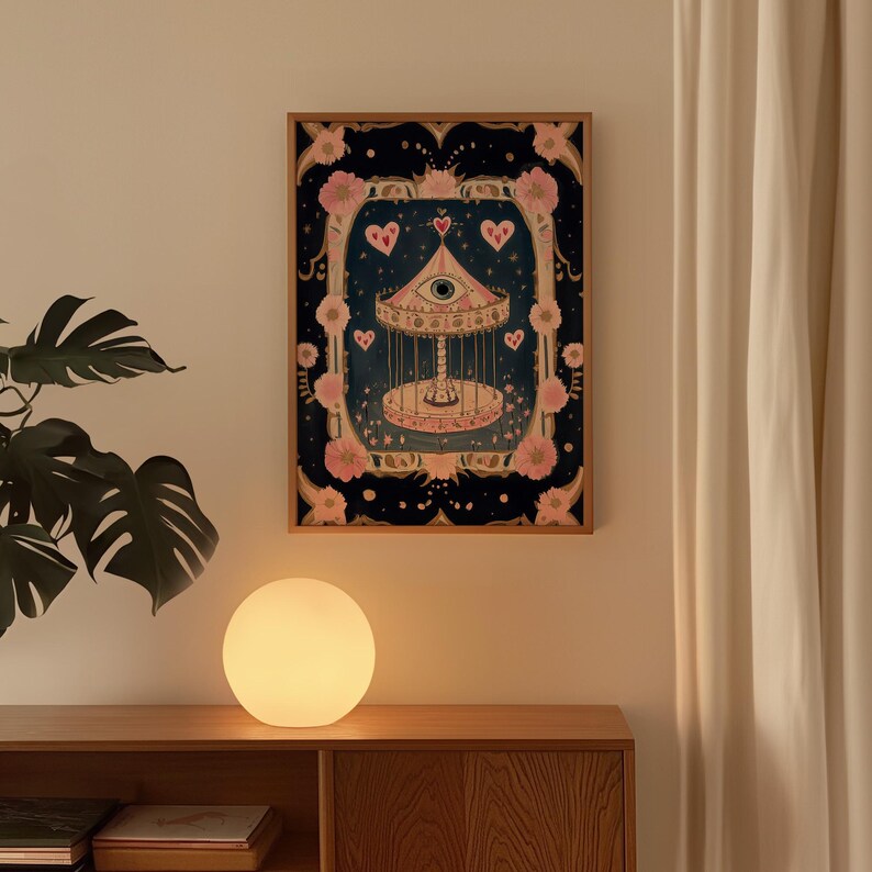 Surreal Eye Carnival Art Print: Gothic Tarot Wall Art, Occult Aesthetic, Mystical Decor image 6