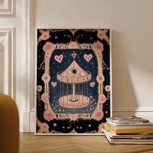 Surreal Eye Carnival Art Print: Gothic Tarot Wall Art, Occult Aesthetic, Mystical Decor image 2