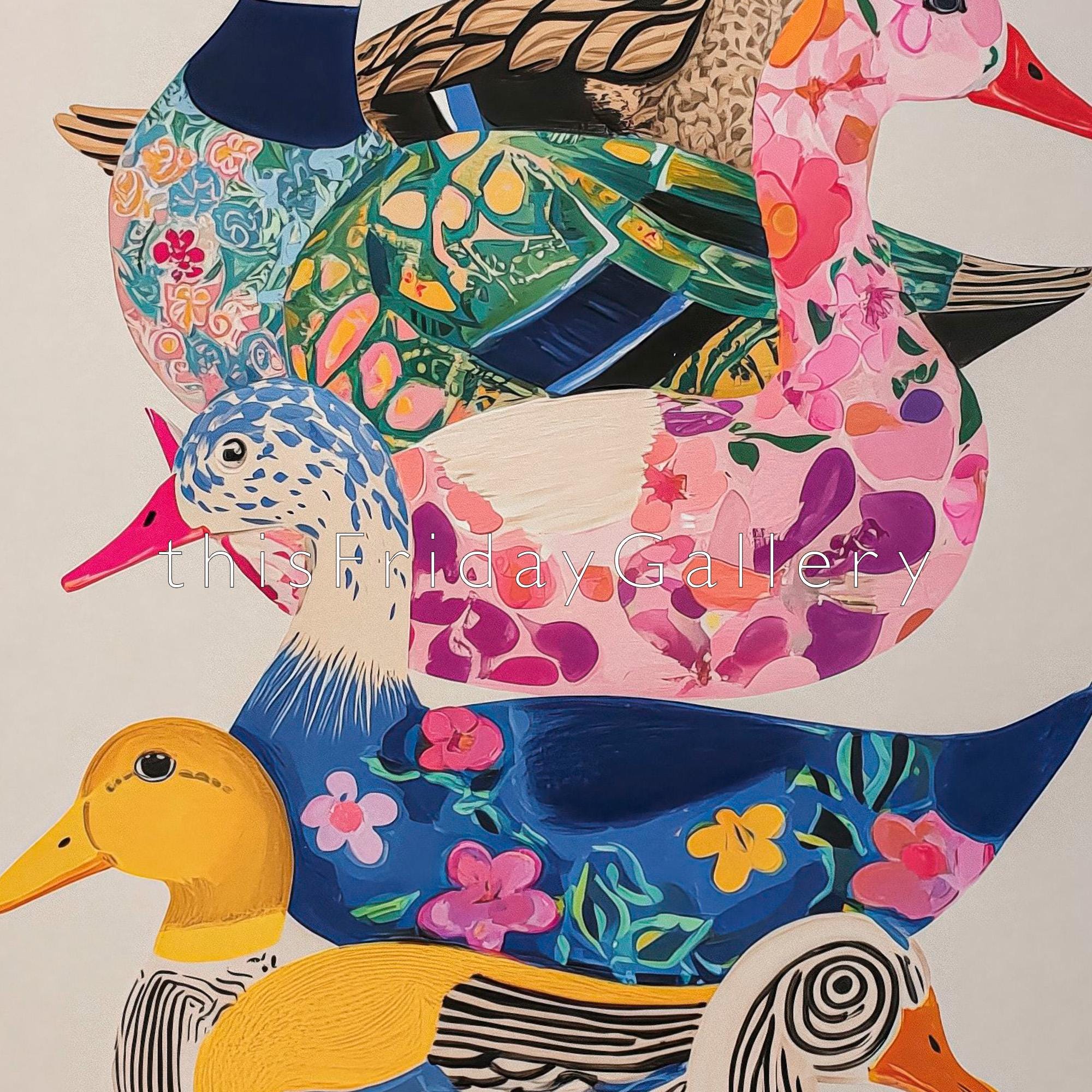 Colorful Duck Stack Wall Art Print: Whimsical Animal Decor, Playful ...
