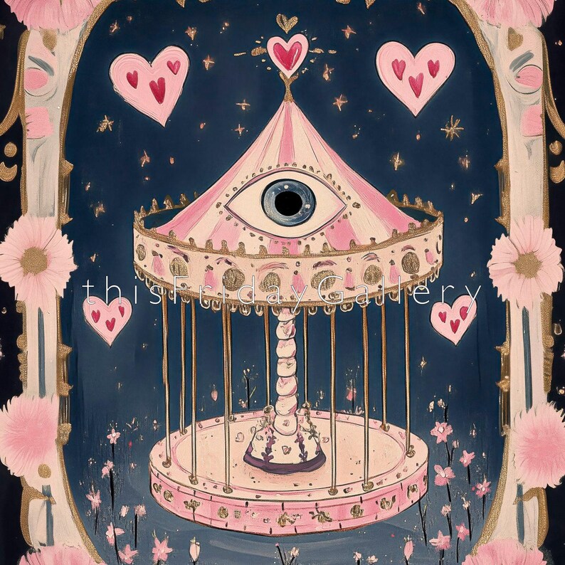 Surreal Eye Carnival Art Print: Gothic Tarot Wall Art, Occult Aesthetic, Mystical Decor image 9