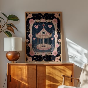 Surreal Eye Carnival Art Print: Gothic Tarot Wall Art, Occult Aesthetic, Mystical Decor image 5