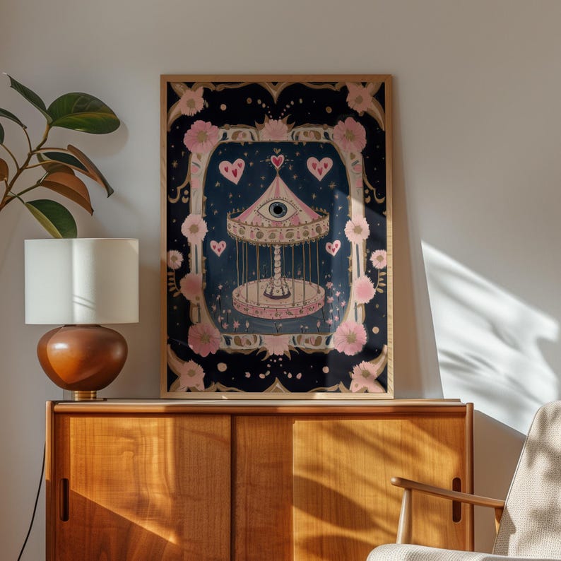Surreal Eye Carnival Art Print: Gothic Tarot Wall Art, Occult Aesthetic, Mystical Decor image 5
