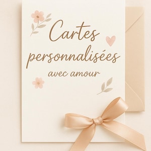 Carte personnalisée avec enveloppe et ruban - Message unique à offrir
