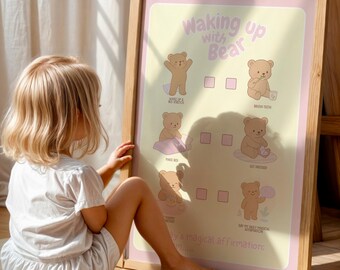Morgen-Routine für Kinder: Affirmationen mit Bären, tägliche Checkliste (PDF & JPG Download)
