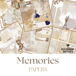 Papéis Digitais Timeless Memories - Papéis de Diário A4 Imprimíveis, Scrapbooking, Nostálgico, Memórias, Design Vintage Elegante