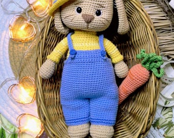 Bunny Crochet Pattern PDF, Amigurumi Rabbit Pattern, Easy Crochet Bunny Tutorial, English Polish Instructions, Oskar the Bunny