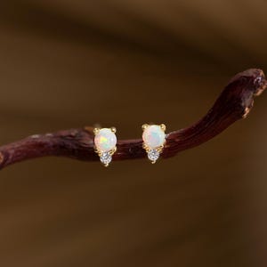 Dainty Opal Studs Earrings, White Opal Studs, Tiny Opal Studs, Gold Opal Earrings, Minimalist Everyday Jewelry, Gift for Mom, Birthday Gifts