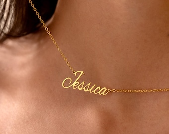 Custom Name Necklace, 18K Gold Plated Name Necklace, Personalized Name Necklace, Anniversary Gift for Her, Mother's Day Gift, Gift for Her