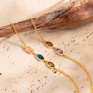 Benutzerdefinierte Birthstone Armband, Blatt Birthstone Armband, Abschlussgeschenk, Geburtstagsgeschenk, Geschenk für Oma, Mom Armband, Weihnachtsgeschenk für Sie