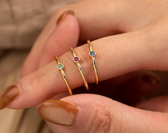 Minimalist Birthstone Ring,Stacking Ring,Gold Ring,Custom Gemstone Ring,Personalized Gift,Mother's Day Gift,Christmas Gifts,Mothers Jewelry
