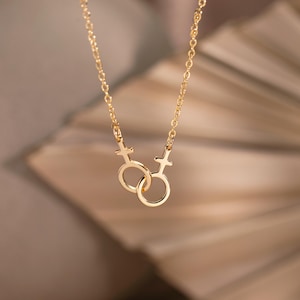 Custom Gender Symbol Necklace•Lesbian Necklace•Dainty Rainbow Necklace•Feminist Necklace•Venus Necklace•Lesbian Pride Jewelry•Gifts for Her