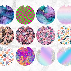 Car Coaster Sublimation Bundle – 12 PNG Designs for 2.6” Coasters – Digital Download – Sublimation Car Coaster Designs