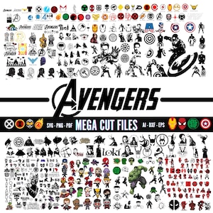 Avengers Megabundel SVG - Svg Jpg Png Dxf Pdf - digitale downloads - direct downloaden - afdrukbare vectorontwerpen Marvel Comics SVG-digitaal
