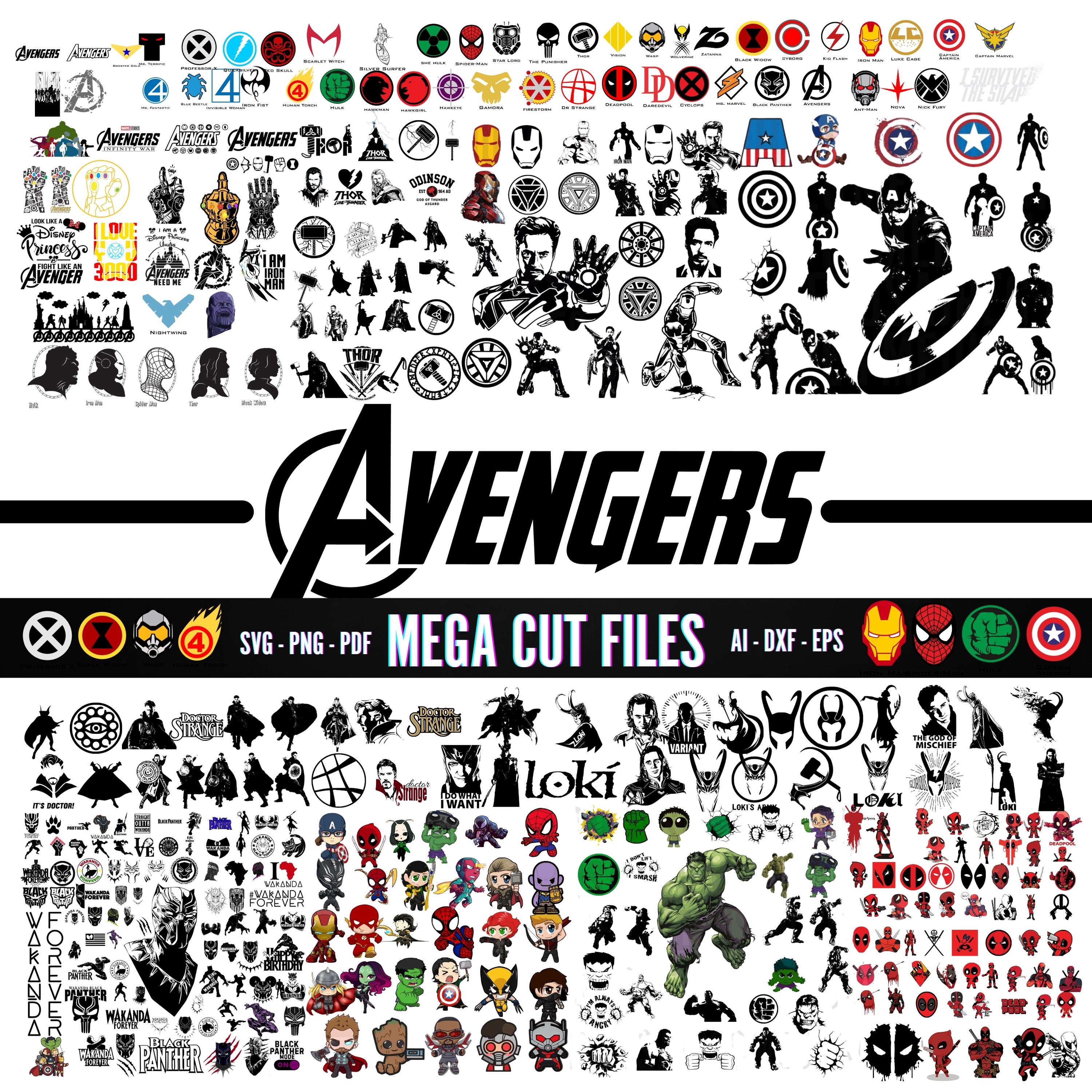 Avengers Mega Bundle SVG - Svg Jpg Png Dxf Pdf - Digital Downloads - Instant Download - Printable Vector Designs  Marvel Comics SVG- Digital