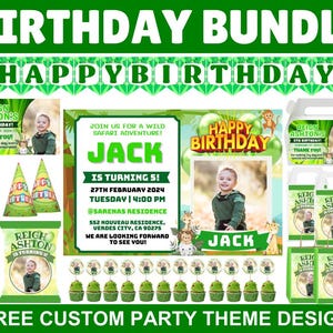 Safari Birthday Party Bundle: Personalized Decorations Set