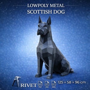 Modelo de remache metálico dxf para perro escocés Ensamblaje sin soldadura Archivo de corte láser DXF dxf,pdo,pdf “Archivo DXF de perro Doberman de baja poli